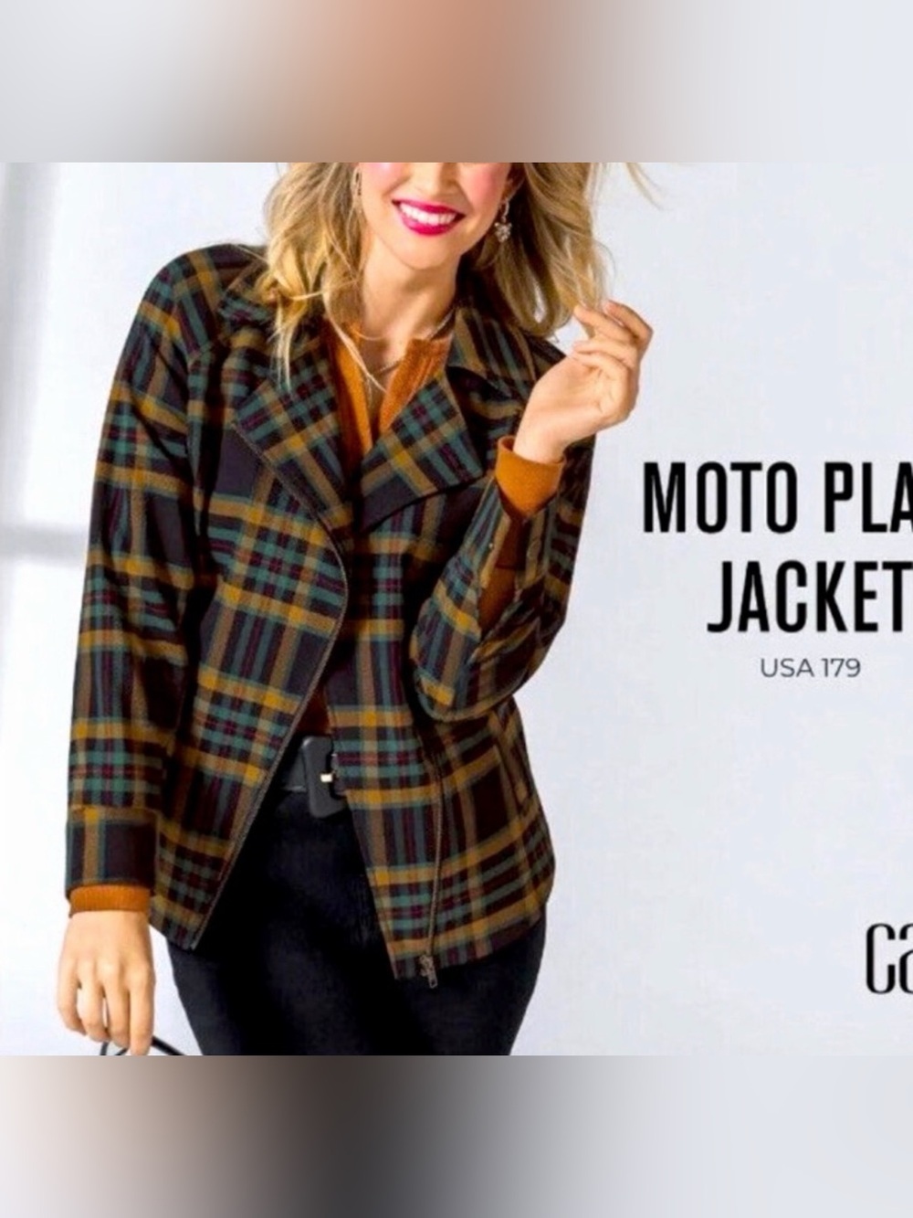 cabi Moto Plaid Jacket Size Large EUC